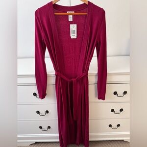 L*Space Audrey Long Duster Cardigan Cabernet Size XS NWT